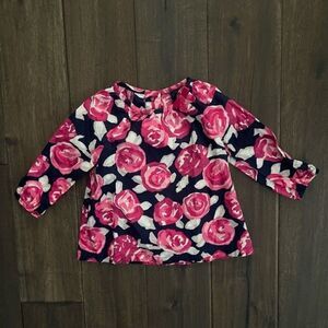 Gymboree Pink and Black Floral Baby Blouse 6-12 mos